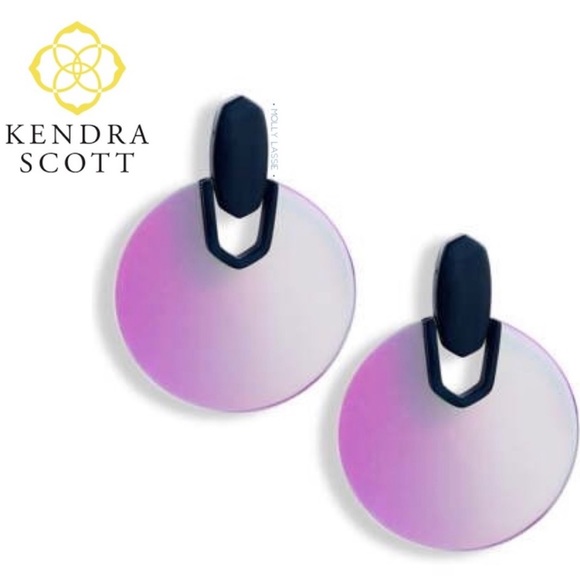 NWT Kendra Scott Didi Earrings Navy Gunmetal & Dichroic Stunning Rare & Retired! - Picture 5 of 9